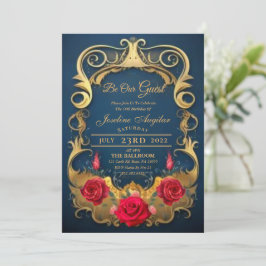 Beauty en de Beast Red Rose Sweet 16 Invitations Kaart