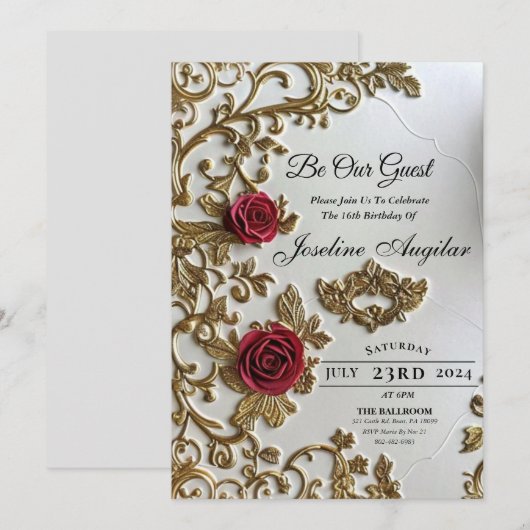 Beauty en de Beast Sweet 16-uitvindingen Kaart (Voorkant / Achterkant)