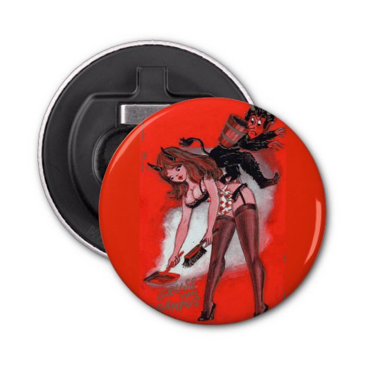 Beauty en de kerst van de Krampus Button Flesopener (Voorkant)