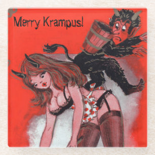 Beauty en de  kerst van de Krampus Glazen Onderzetter