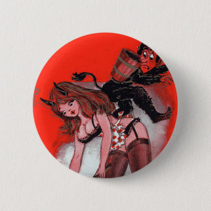 Beauty en de  kerst van de Krampus Ronde Button 5,7 Cm