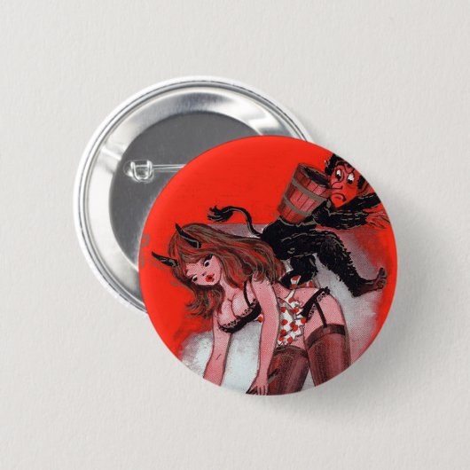 Beauty en de  kerst van de Krampus Ronde Button 5,7 Cm (Voorkant /achterkant)