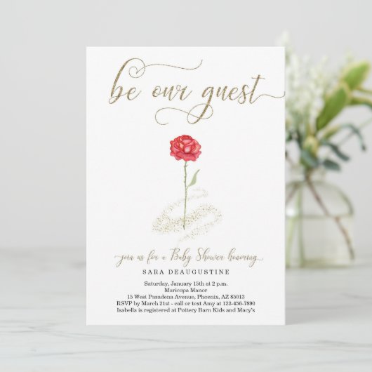 Beauty en de uitnodiging van het Beast Baby shower (Staand voorkant)