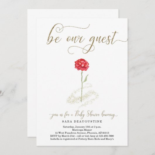 Beauty en de uitnodiging van het Beast Baby shower (Voorkant / Achterkant)