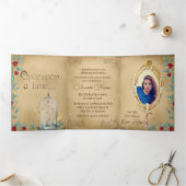 Beauty en het Beast Fairytale  Storybook Drieluik Uitnodiging (Binnen)