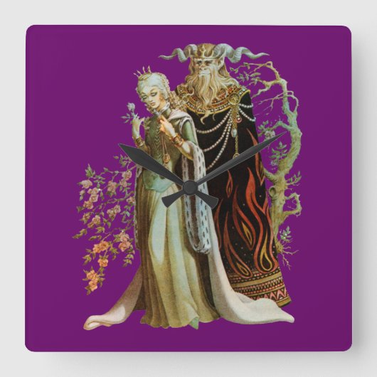 Beauty en het Beast Vierkante Klok (Voorkant)