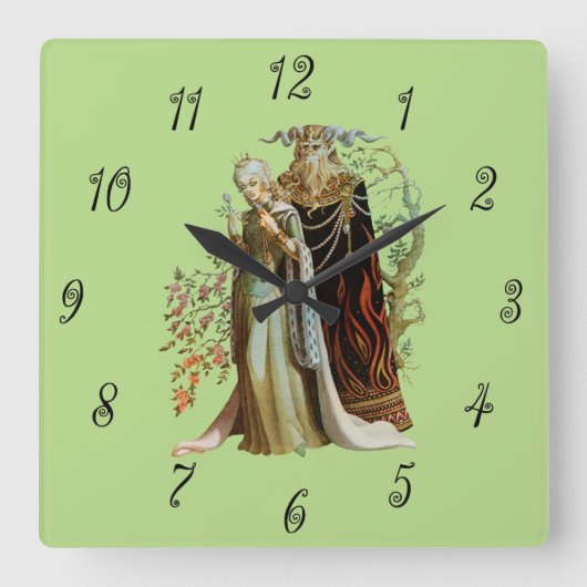 Beauty en het Beast Vierkante Klok (Voorkant)