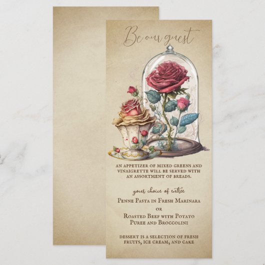  Beauty en het Beest Fairytale Magic Roos Menu (Voorkant / Achterkant)