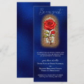 Beauty en het Beest Sprookje Roos op Blauw Menu (Voorkant / Achterkant)