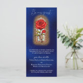 Beauty en het Beest Sprookje Roos op Blauw Menu (Staand voorkant)