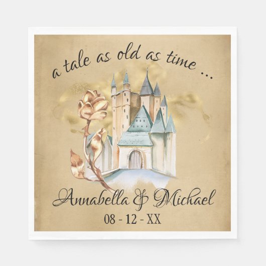 Beauty en het bostsprookje Castle en Roos Servet (Voorkant)