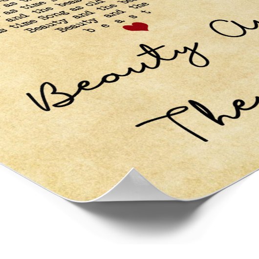 Beauty en het  hart van het beest Lyric Poster (Hoek)