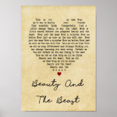 Beauty en het  hart van het beest Lyric Poster (Voorkant)