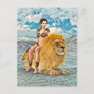 Beauty en Lion Briefkaart