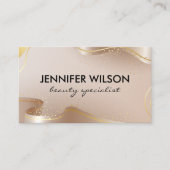 Beauty en Makeup | Goud beige lint Visitekaartje (Voorkant)