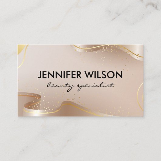 Beauty en Makeup | Goud beige lint Visitekaartje (Voorkant)
