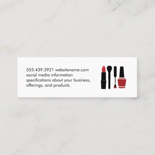 Beauty en Makeup Mini Visitekaartje (Achterkant)