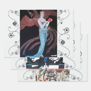 BEAUTY EN PHOENIX Art Deco Woman Mode Inpakpapier Vel