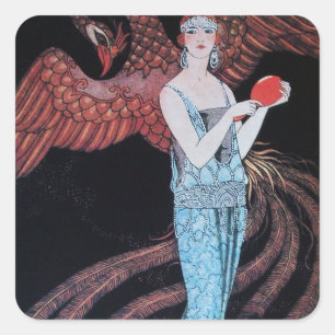 BEAUTY EN PHOENIX, DE DESIGNER VAN DE MODE MAAKT K VIERKANTE STICKER