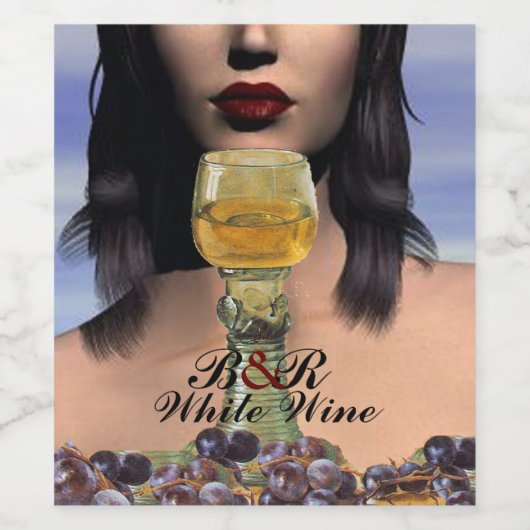 BEAUTY- EN WITTE GLAZEN VAN WIJN ETIKET (Enkel label)