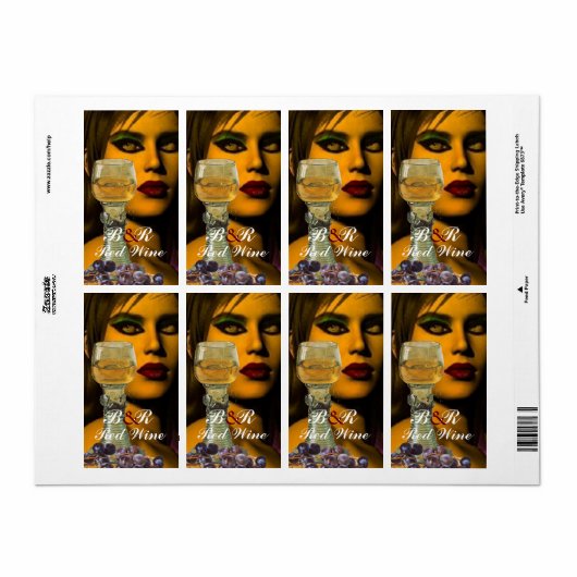 BEAUTY- EN WITTE GLAZEN VAN WIJN ETIKET (Full Sheet)