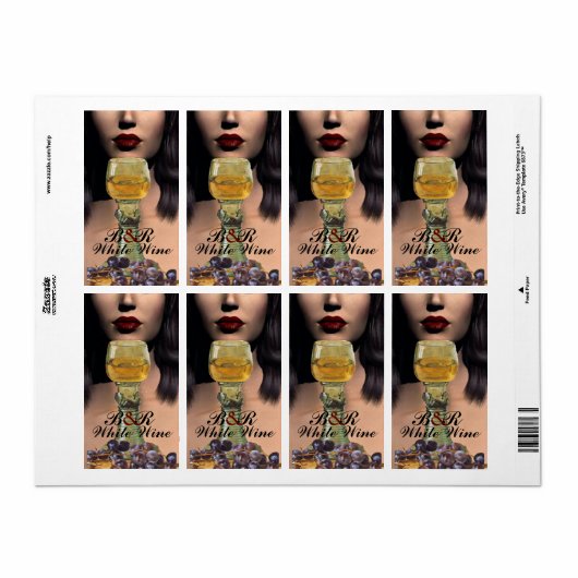 BEAUTY- EN WITTE GLAZEN VAN WIJN ETIKET (Full Sheet)