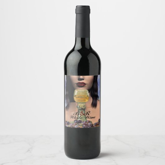 BEAUTY- EN WITTE GLAZEN VAN WIJN WIJN ETIKET (Voorkant)