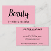 Beauty Esthetician Script Calligraphy Pink Visitekaartje (Voorkant / Achterkant)