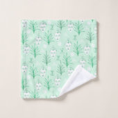 Beauty Facets Botanical Pattern Mint Green Bad Handdoek (Wasdoekje)