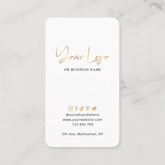 Beauty Facial Aftercare Guide White & Gold Logo Visitekaartje (Achterkant)