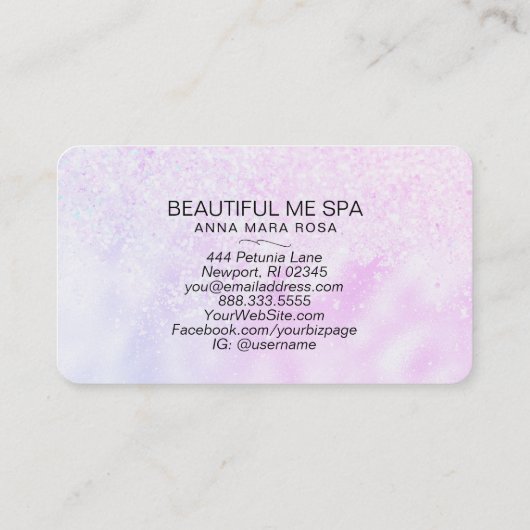 ** BEAUTY Fancy script Ombre Glitter Visitekaartje (Achterkant)