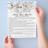 *~* Beauty Floral Liability Waiver Services Flyer (Hand)