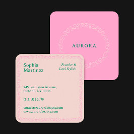 Beauty Floral Swirl Decorative Border Line Art Vierkante Visitekaartjes