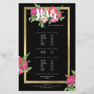 Beauty Florals Hair Stylist Black Flyer