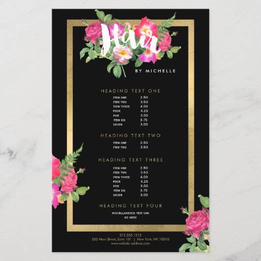 Beauty Florals Hair Stylist Black Flyer (Voorkant)
