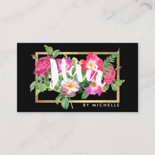Beauty Florals Hair Stylist Black Visitekaartje