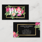 Beauty Florals Hair Stylist Black Visitekaartje (Voorkant / Achterkant)
