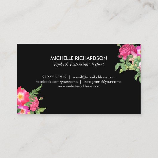 Beauty Florals Lash Extensions Black Loyalty Kaart (Achterkant)