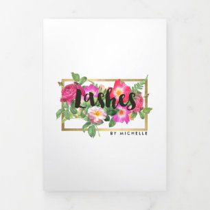 Beauty Florals Lash Extensions White Brochure Drieluik Kaart
