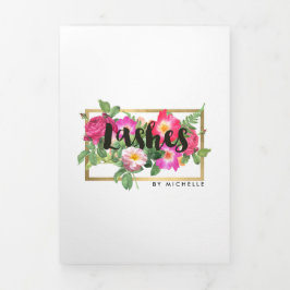 Beauty Florals Lash Extensions White Brochure Drieluik Kaart