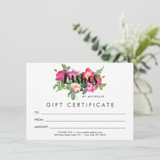 Beauty Florals Lash Extensions White Gift Kaart (Staand voorkant)