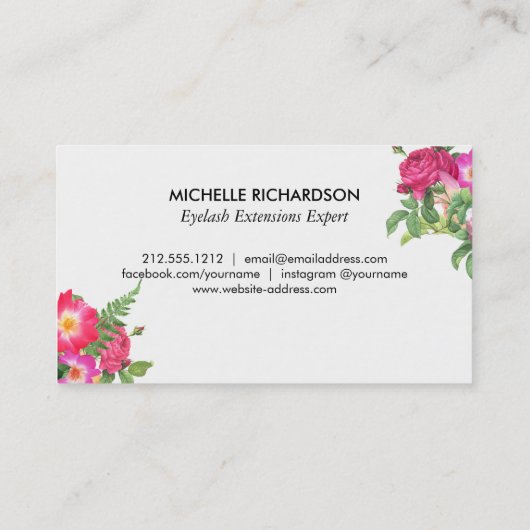 Beauty Florals Lash Extensions White Loyalty Kaart (Achterkant)