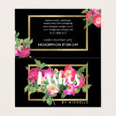 Beauty Florals Lash Extensions Zwart Nazorg Visitekaartje (Buitenkant ongevouwen)