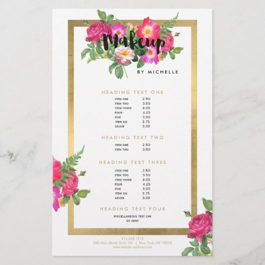 Beauty Florals Makeup Artist White Flyer (Voorkant)