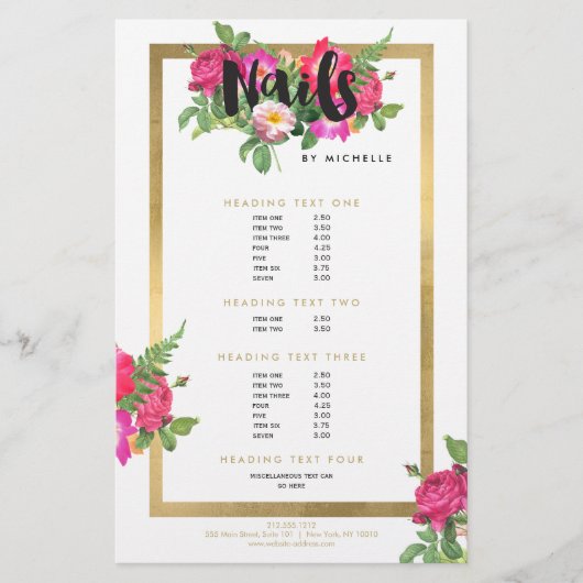 Beauty Florals Nagelsalon Wit Flyer (Voorkant)