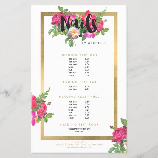 Beauty Florals Nagelstudio Wit Flyer (Voorkant)