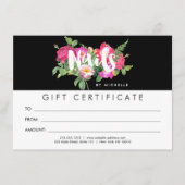 Beauty Florals Nail Salon Black Gift Certificate (Voorkant)