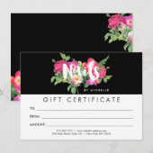 Beauty Florals Nail Salon Black Gift Certificate (Voorkant / Achterkant)