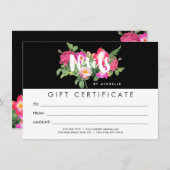 Beauty Florals Nail Salon Black Gift Certificate (Voorkant / Achterkant)