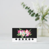 Beauty Florals Nail Salon Black Loyalty Card (Staand voorkant)